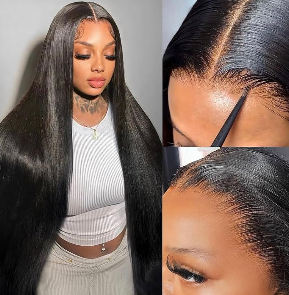 π₯ Straight HD Glueless Wig 6x6 Lace 26" Human Hair | 150% Density | Pre-Plucked | Natural Black