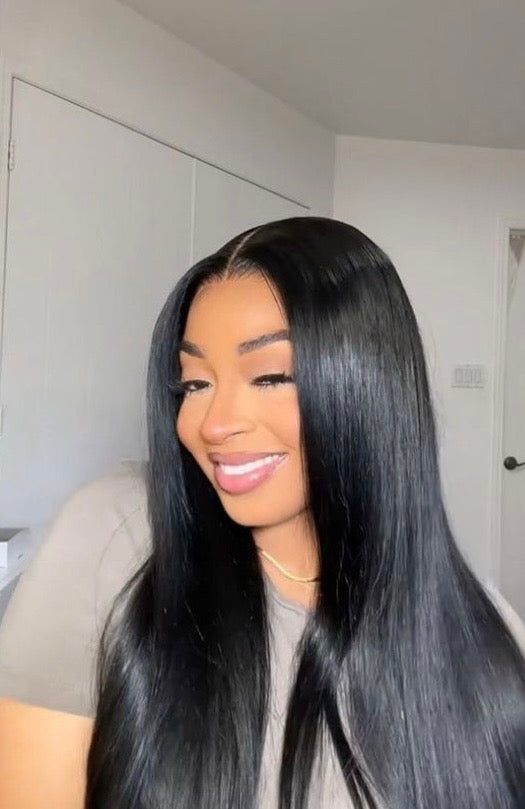 Human Hair Lace Front Wig Body Wave 5x5 Lace Closure HD Transparent Wigs for Women 180% Density Brazilian Virgin Hair Pre Plucked with Baby Hair Natural Black