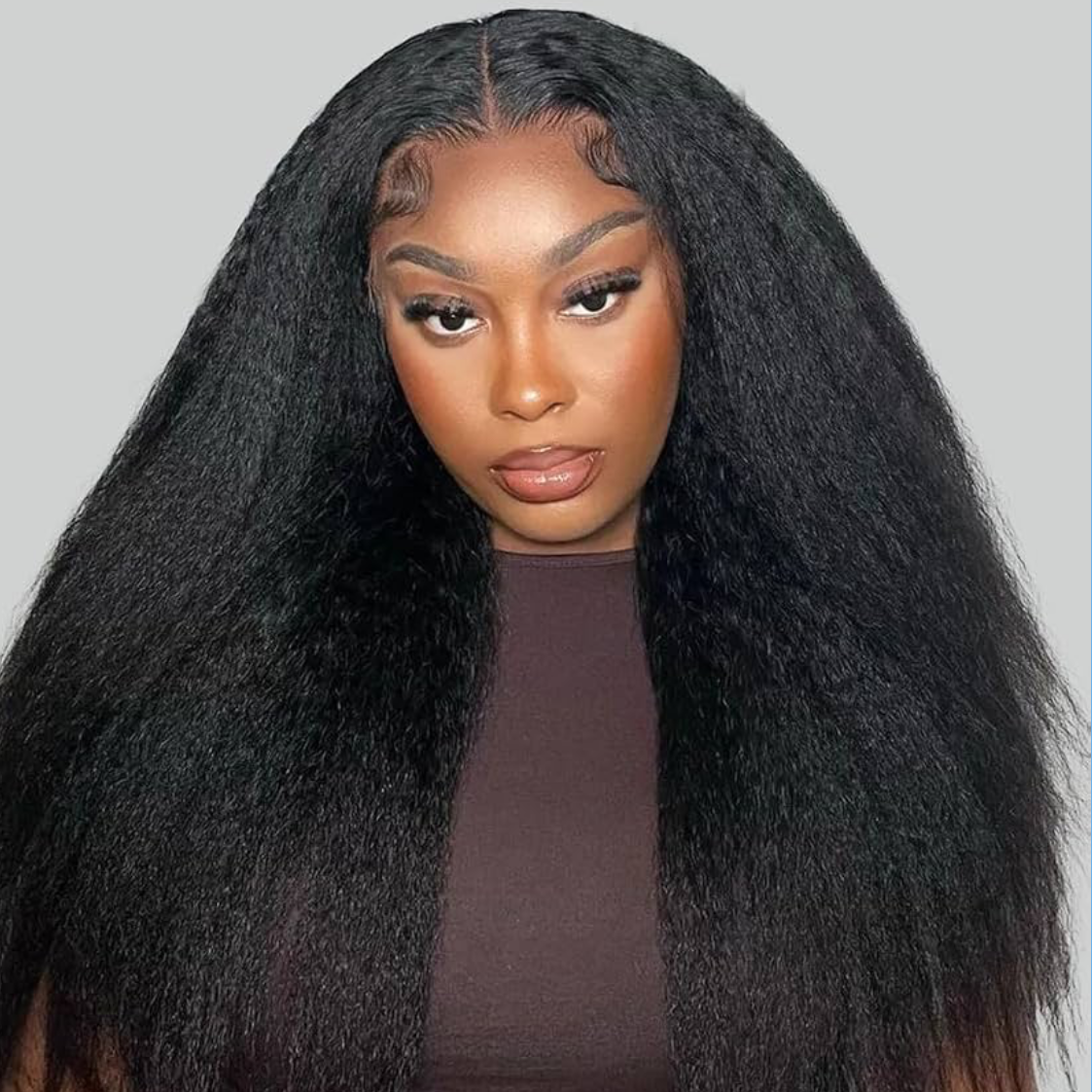 π₯ Kinky Straight HD Glueless Wig 5x5 Lace Closure Human Hair | 150% Density | Pre-Plucked | Natural Black