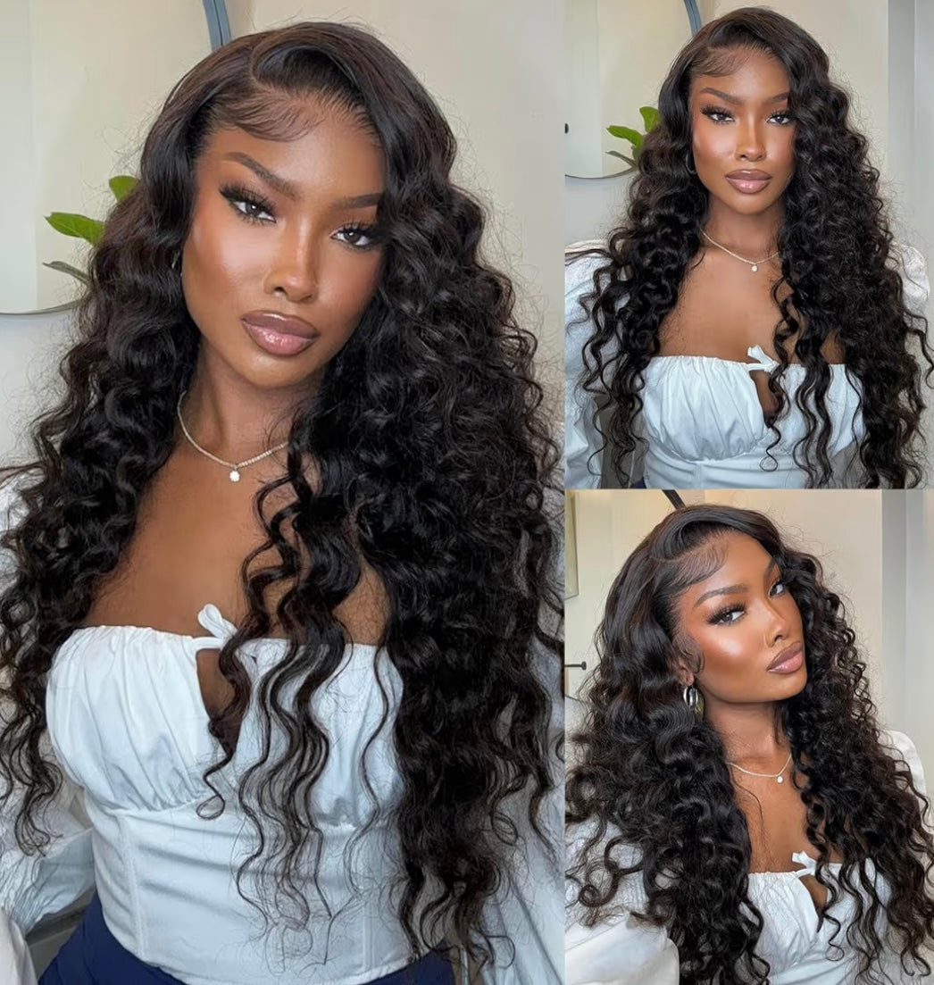 5x6 & 13x6 HD Lace Front Loose Wave Human Hair Wig Natural Black