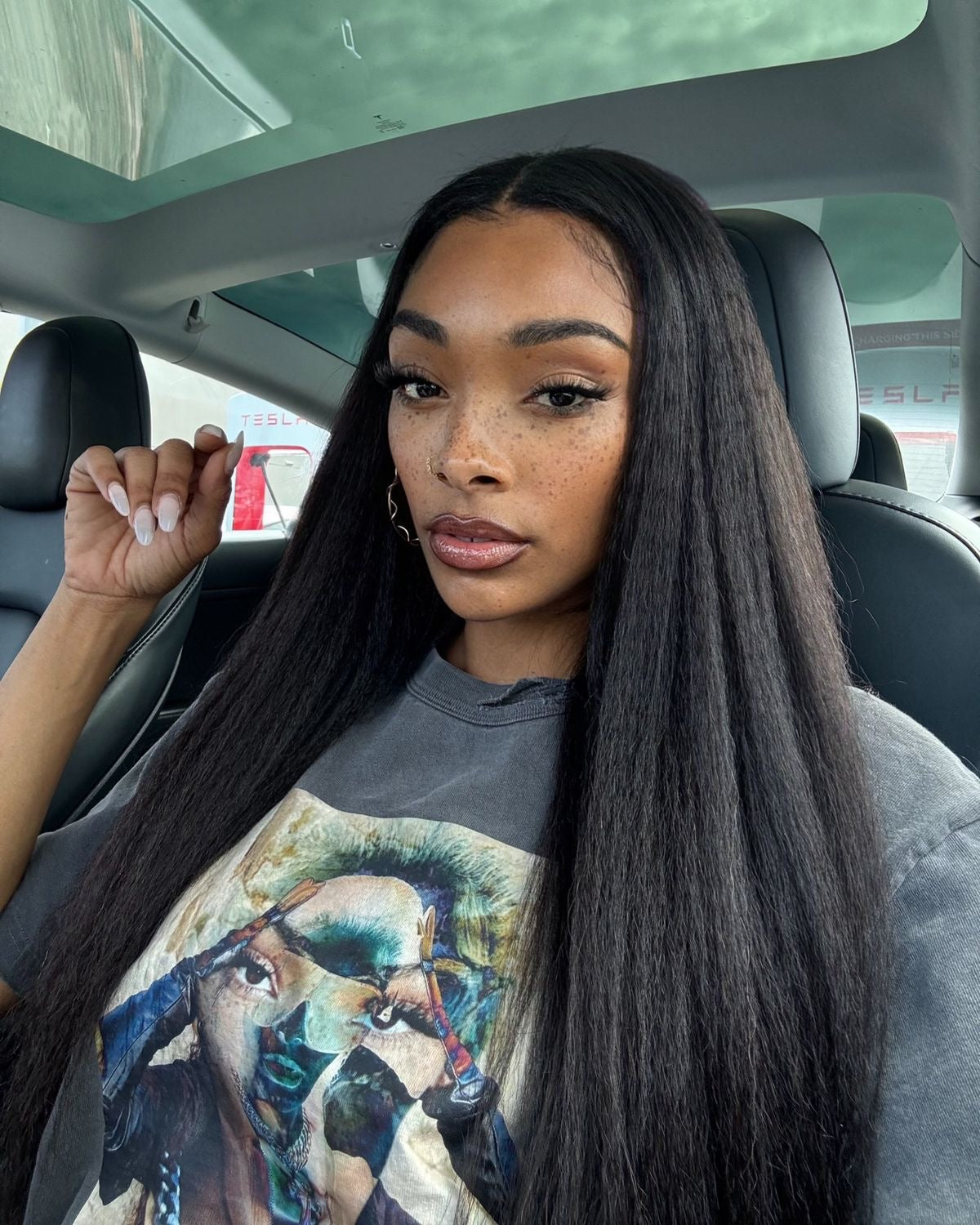 Kinky Straight HD Lace Front Wig Human Hair 180% Density 13x4 Lace Natural Hairline Pre-Plucked