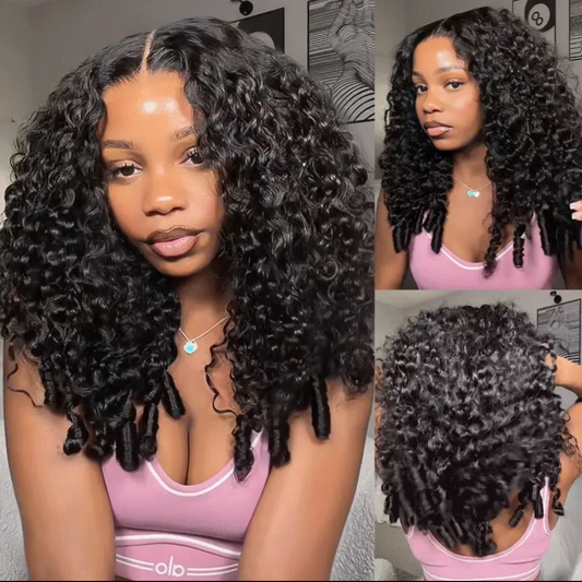 Burmese Curly HD Lace Front Wig Human Hair 180% Density HD Lace Pre-Plucked Natural Black
