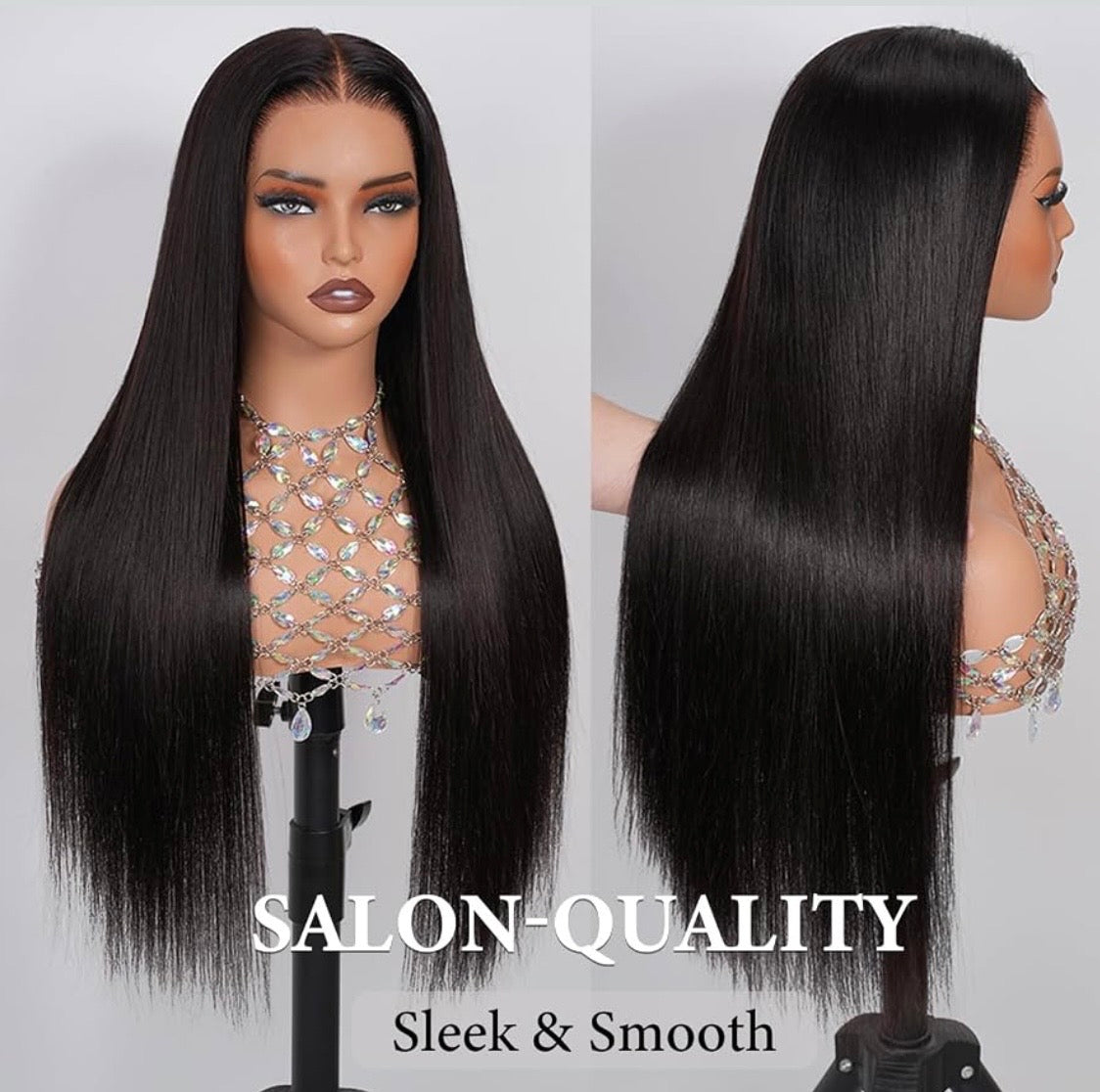🔥 Straight HD Glueless Wig 6x6 Lace 26" Human Hair | 150% Density | Pre-Plucked | Natural Black