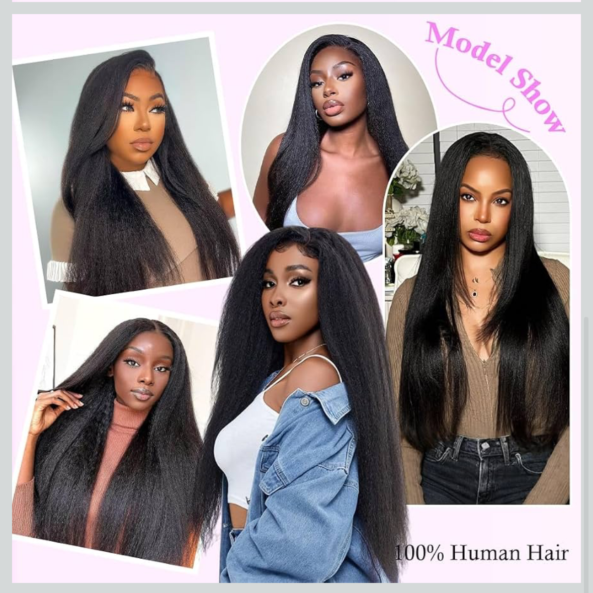 🔥 Kinky Straight HD Glueless Wig 5x5 Lace Closure Human Hair | 150% Density | Pre-Plucked | Natural Black