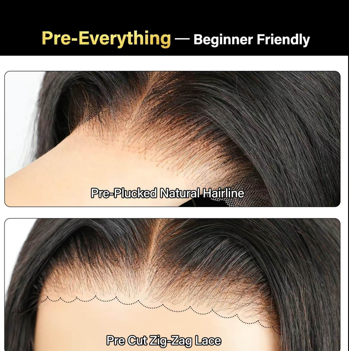 Glueless 13x4 HD Lace Front Deep Wave Human Hair Wig Natural Black