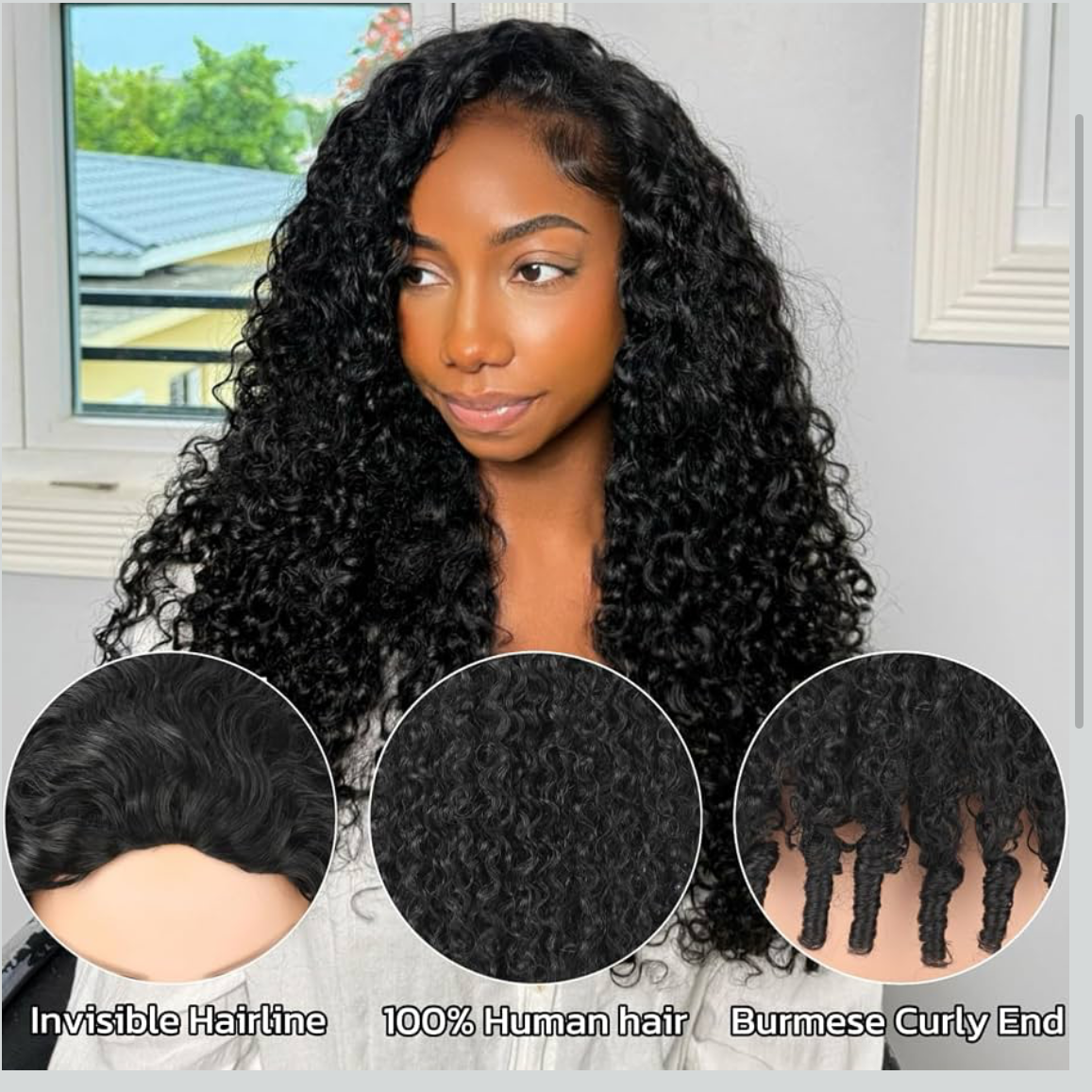 🔥 Burmese curl Half Wig Human Hair | Drawstring | No Glue | Invisible Hairline | Beginner Friendly
