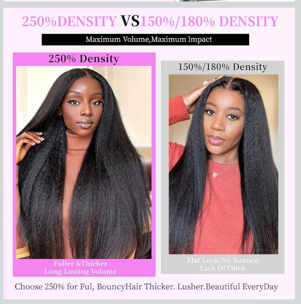 🔥 Kinky Straight HD Glueless Wig 5x5 Lace Closure Human Hair | 150% Density | Pre-Plucked | Natural Black