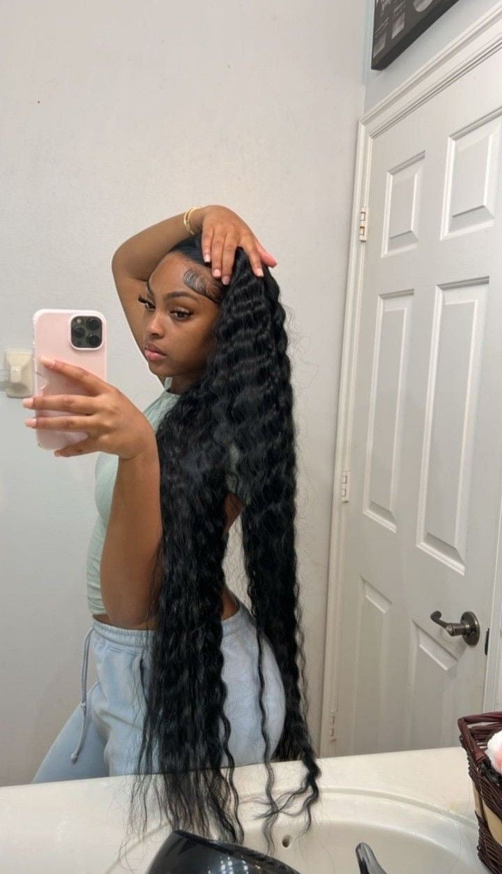 Water Wave HD Lace Front Wig Human Hair 180%Density 13x6 HD Lace Pre-Plucked Ready to wear