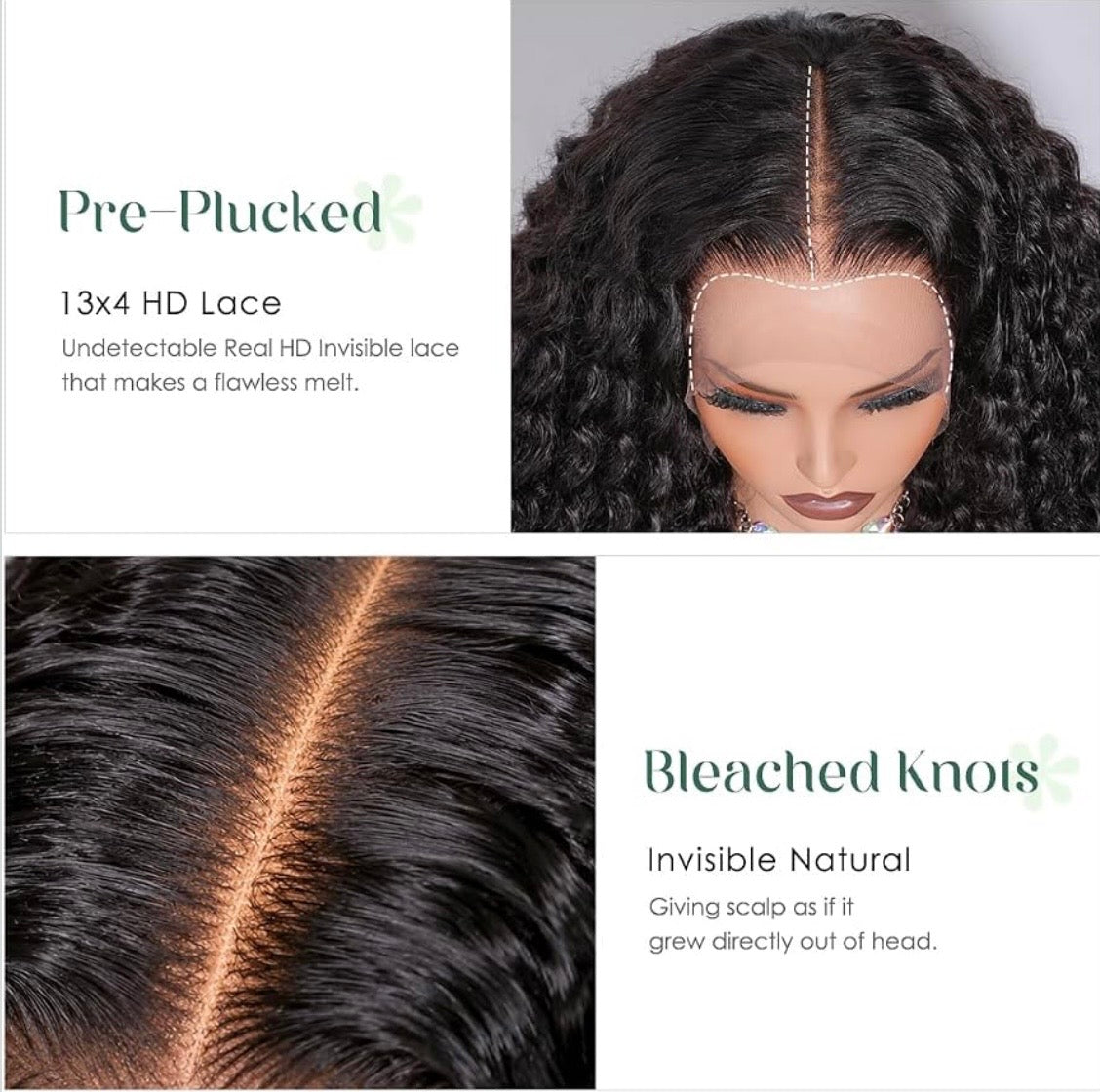 🔥 Water Wave HD Glueless Wig 5x5 Lace Closure Human Hair | 150% Density | Pre-Plucked | Natural Black
