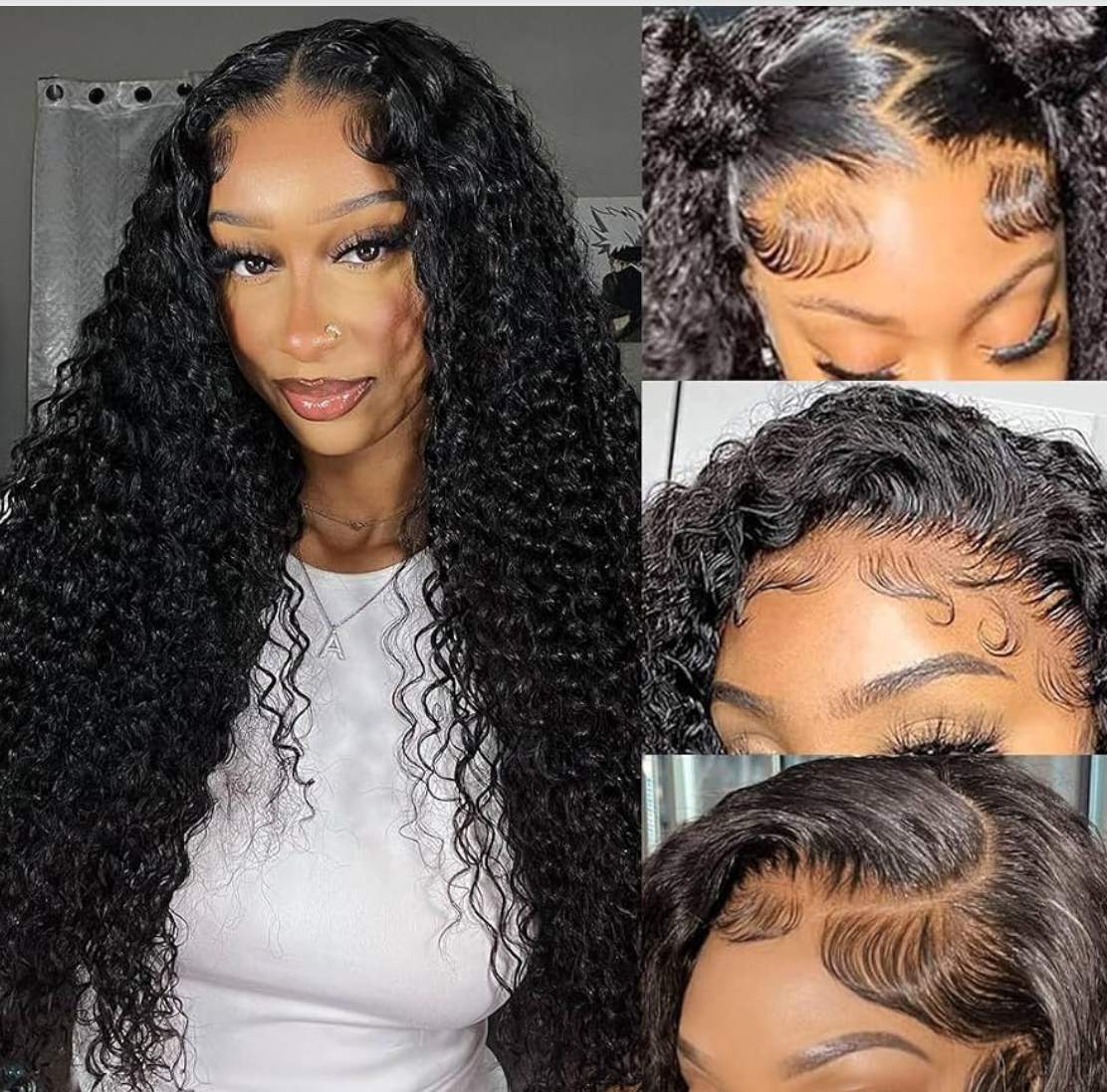 🔥 Deep Wave HD Glueless Wig 5x5 Lace Closure Human Hair | 150% Density | Pre-Plucked | Natural Black