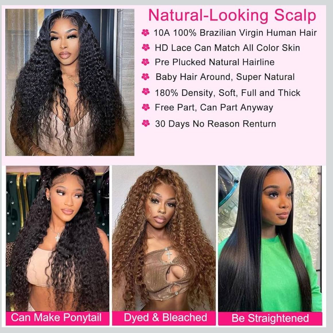 🔥 Deep Wave HD Glueless Wig 5x5 Lace Closure Human Hair | 150% Density | Pre-Plucked | Natural Black