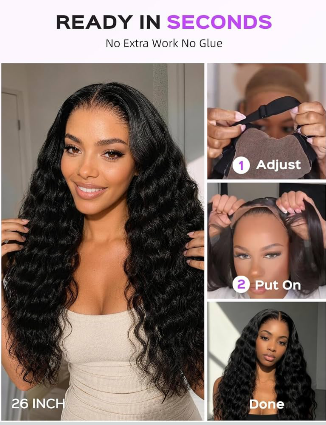 🔥 Loose Wave HD Glueless Wig 5x5 Lace Closure Human Hair | 150% Density | Pre-Plucked | Natural Black