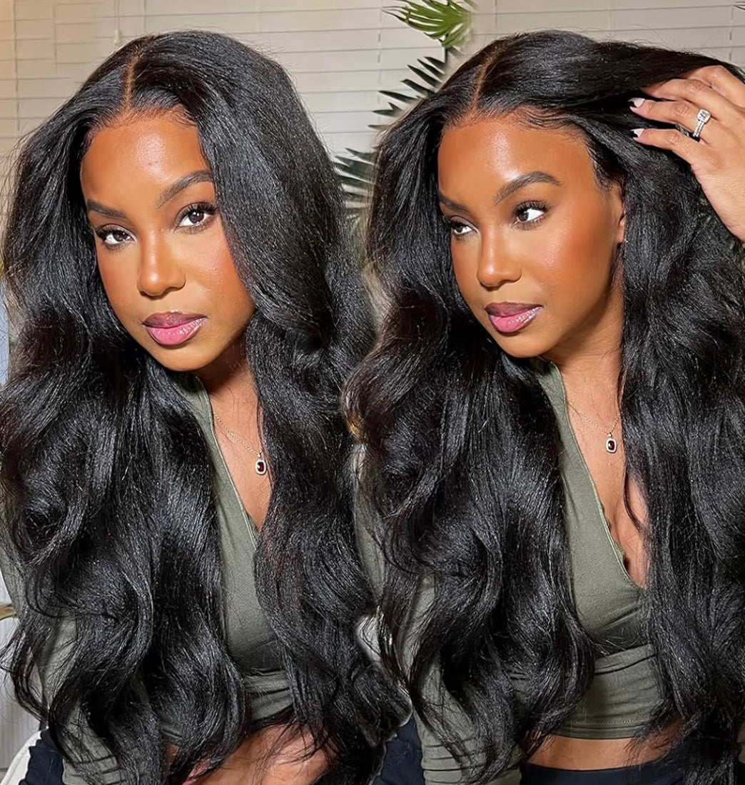 Human Hair Lace Front Wig Kinky Straight 5x5 HD Lace Closure Wig for Women 180% Density