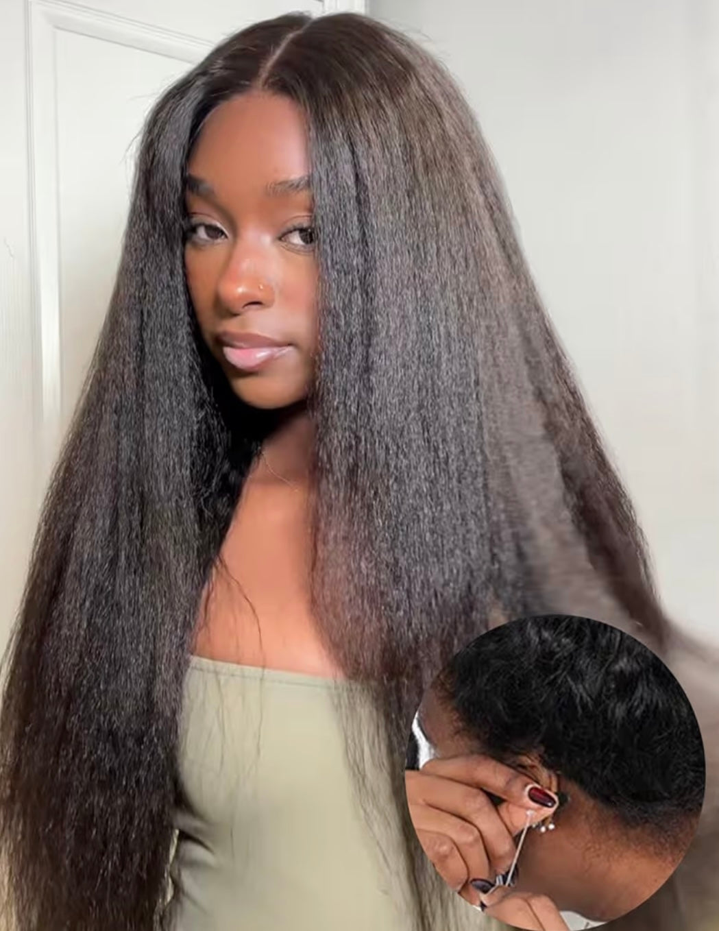 Human Hair Lace Front Wig Kinky Straight 13x4 HD Transparent Lace Frontal Wig