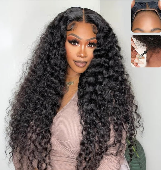 Human Hair Lace Front Wig Deep Wave 5x5 HD Lace Closure Wig for Women 180% Density Brazilian Virgin Hair