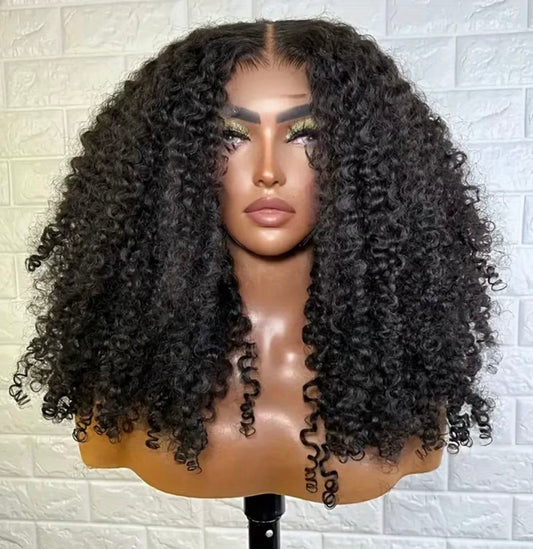 Soft Burmese curl wig with HD 5x5 lace for a seamless and natural look.
