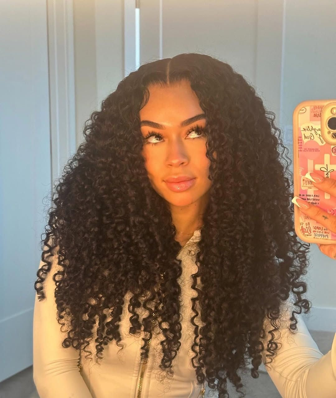 Natural Burmese curl wig with HD 6x6 lace for flexible styling.