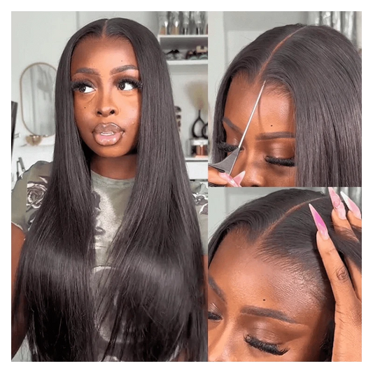 Human Hair Lace Front Wig Body Wave 5x5 Lace Closure HD Transparent Wigs for Women 180% Density Brazilian Virgin Hair Pre Plucked with Baby Hair Natural Black