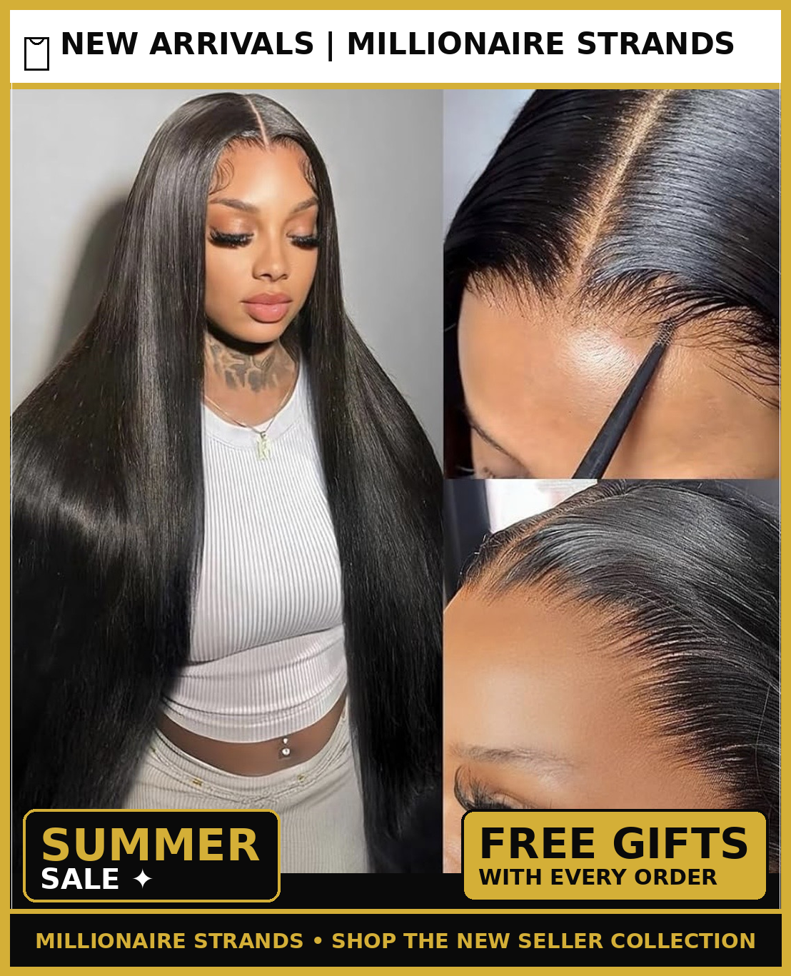 🔥 Straight Wear & Go Wig Human Hair | 5x5 HD Lace | 150% Density | Pre-Plucked | Natural Black